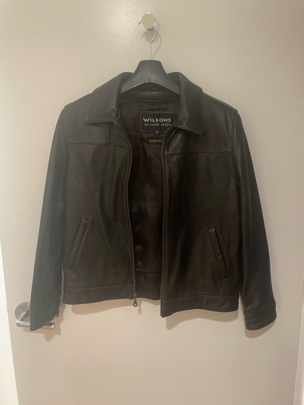 Wilson Chocolate Brown Leather Zip Jacket, women’s S
